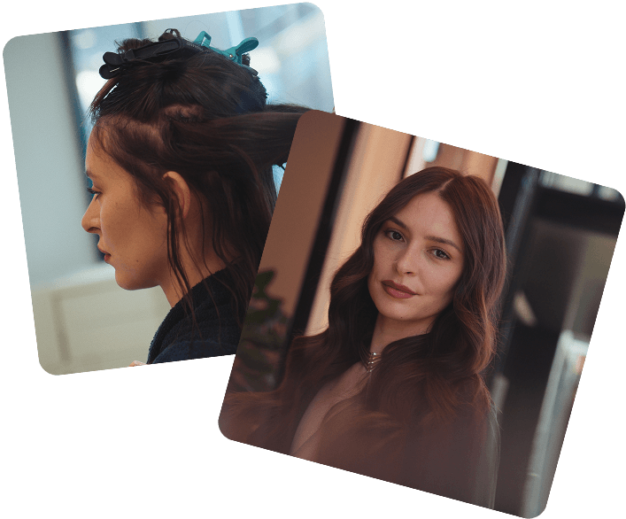 Hair colorist NYC dark hair client mirror Color And Andy Bowery salon