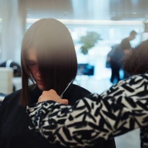 Precision haircut being done at Color And Andy hair salon on the Bowery, NYC